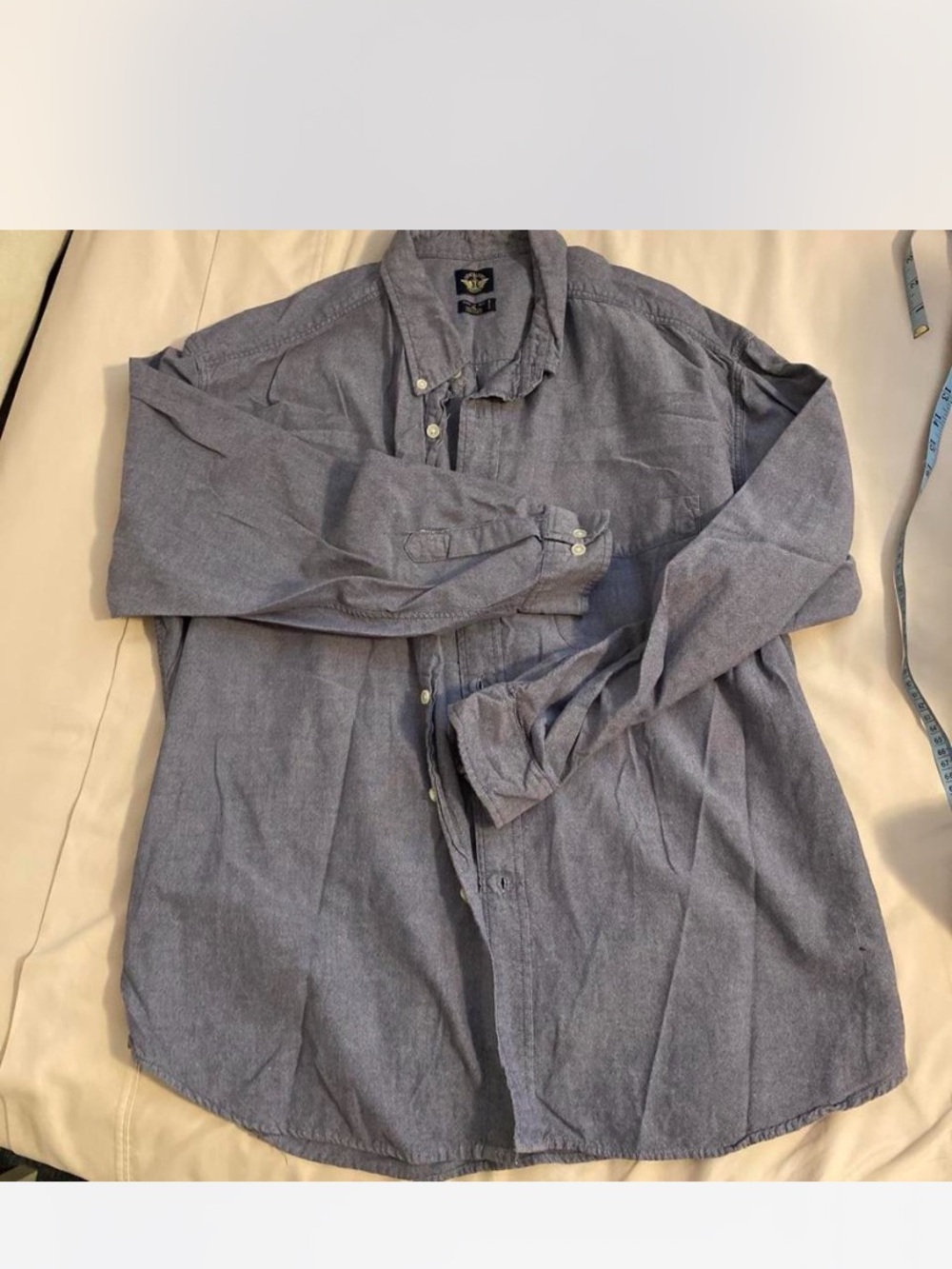 Dockers Men's Long-Sleeve Button-Down Shirt - Light Blue Denim Look Sz XL